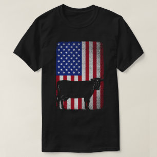 Patriotic Cow Farmer Farm USA American Flag  T-Shirt