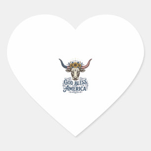 Patriotic Cow God Bless America Vintage Shirt Desi Heart Sticker