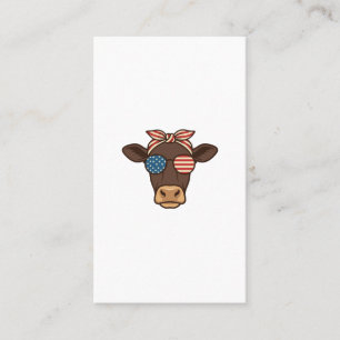 Patriotic Cow Head Sunglasses Vintage Design_1 Business Card