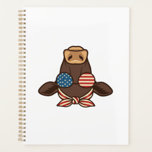 Patriotic Cow Head Sunglasses Vintage Design_1 Planner