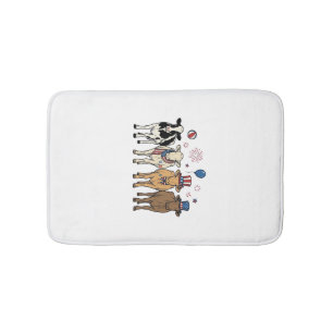 Patriotic Cow Lineup Vintage Vector Shirt Design_1 Bath Mat