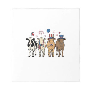 Patriotic Cow Lineup Vintage Vector Shirt Design_1 Notepad