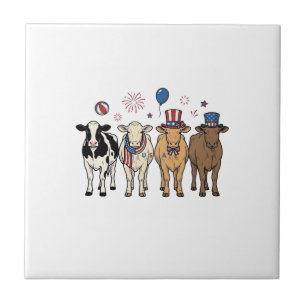 Patriotic Cow Lineup Vintage Vector Shirt Design_1 Tile