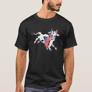 Patriotic Cow Red White And Moo Blue American Flag T-Shirt