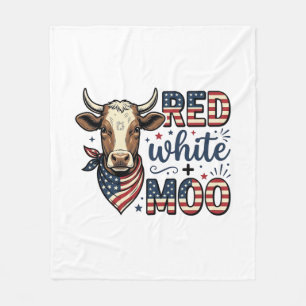 Patriotic Cow Red White Moo 4th of July Shirt Desi Fleece Blanket