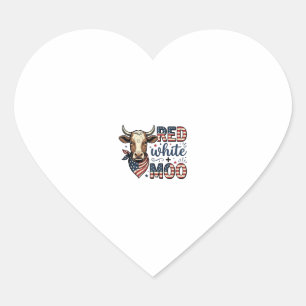 Patriotic Cow Red White Moo 4th of July Shirt Desi Heart Sticker
