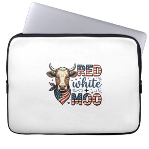 Patriotic Cow Red White Moo 4th of July Shirt Desi Laptop Sleeve