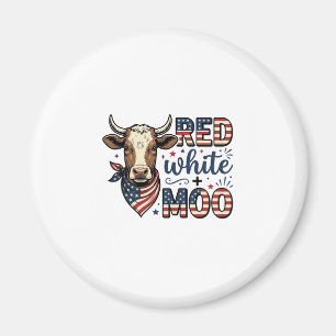 Patriotic Cow Red White Moo 4th of July Shirt Desi Magnet