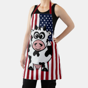 Patriotic Cow USA Flag Apron