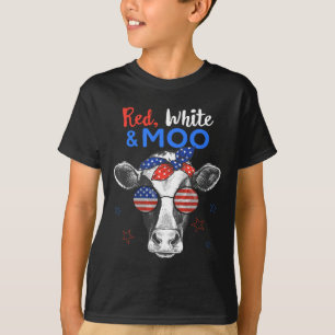 Patriotic Cow Usa Flag Funny 4th Of July Red White T-Shirt