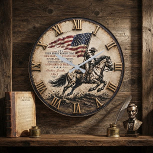 Patriotic Cowboy Abraham Lincoln Quote Large Clock