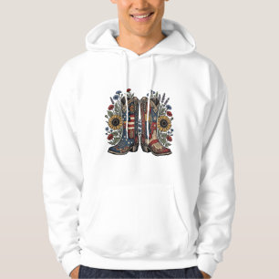 Patriotic Cowboy Boots Sunflower Floral Shirt Desi