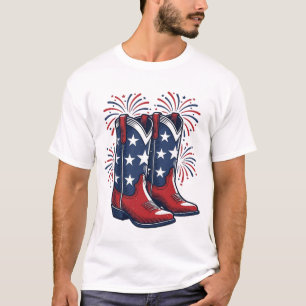 Patriotic Cowboy Boots Vintage Western Shirt Desig