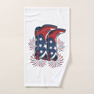 Patriotic Cowboy Boots Vintage Western Shirt Desig Hand Towel