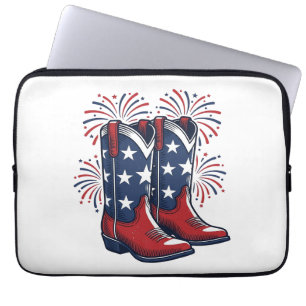 Patriotic Cowboy Boots Vintage Western Shirt Desig Laptop Sleeve