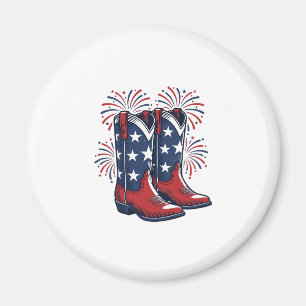 Patriotic Cowboy Boots Vintage Western Shirt Desig Magnet