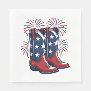 Patriotic Cowboy Boots Vintage Western Shirt Desig Napkin