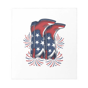 Patriotic Cowboy Boots Vintage Western Shirt Desig Notepad