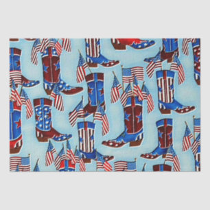 Patriotic cowboy boy boots tissue paper