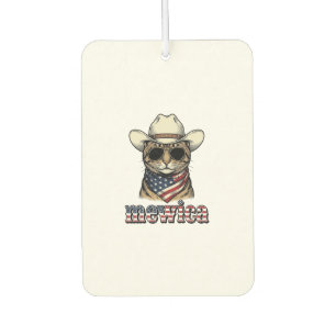 Patriotic Cowboy Cat Mewica Vintage Vector Design_ Car Air Freshener