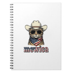 Patriotic Cowboy Cat Mewica Vintage Vector Design_ Notebook
