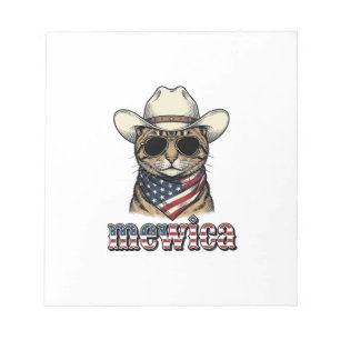 Patriotic Cowboy Cat Mewica Vintage Vector Design_ Notepad