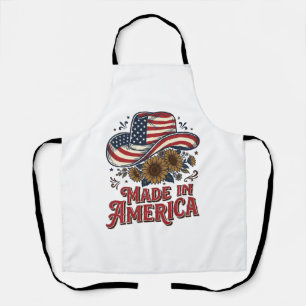 Patriotic Cowboy Hat Made in America Shirt Design_ Apron