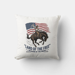 Patriotic Cowboy Land Of The Free Western Shirt De Cushion