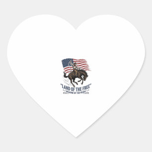 Patriotic Cowboy Land Of The Free Western Shirt De Heart Sticker