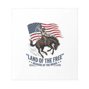 Patriotic Cowboy Land Of The Free Western Shirt De Notepad