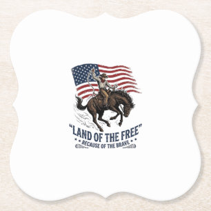 Patriotic Cowboy Land Of The Free Western Shirt De Paper Coaster
