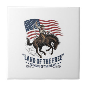 Patriotic Cowboy Land Of The Free Western Shirt De Tile