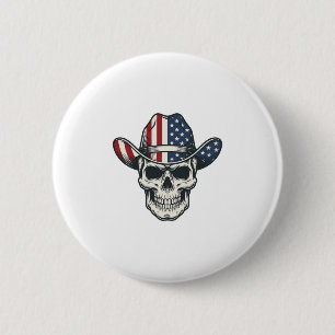 Patriotic Cowboy Skull Vintage Engraving Shirt_1 6 Cm Round Badge