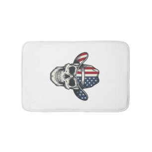 Patriotic Cowboy Skull Vintage Engraving Shirt_1 Bath Mat