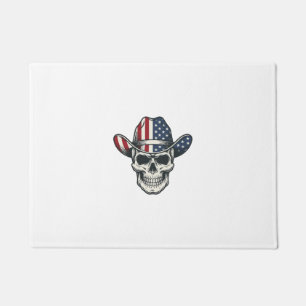 Patriotic Cowboy Skull Vintage Engraving Shirt_1 Doormat