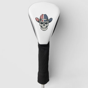 Patriotic Cowboy Skull Vintage Engraving Shirt_1 Golf Head Cover