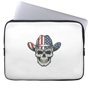 Patriotic Cowboy Skull Vintage Engraving Shirt_1 Laptop Sleeve