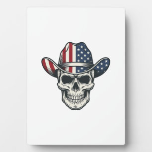 Patriotic Cowboy Skull Vintage Engraving Shirt_1 Plaque