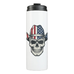 Patriotic Cowboy Skull Vintage Engraving Shirt_1 Thermal Tumbler