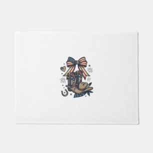 Patriotic Cowgirl Boots and Bow Western Shirt Desi Doormat
