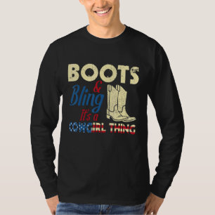 Patriotic Cowgirl Boots Bling Southern Western Cou T-Shirt