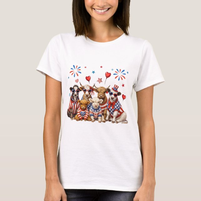 Patriotic Cows  T-Shirt (Front)