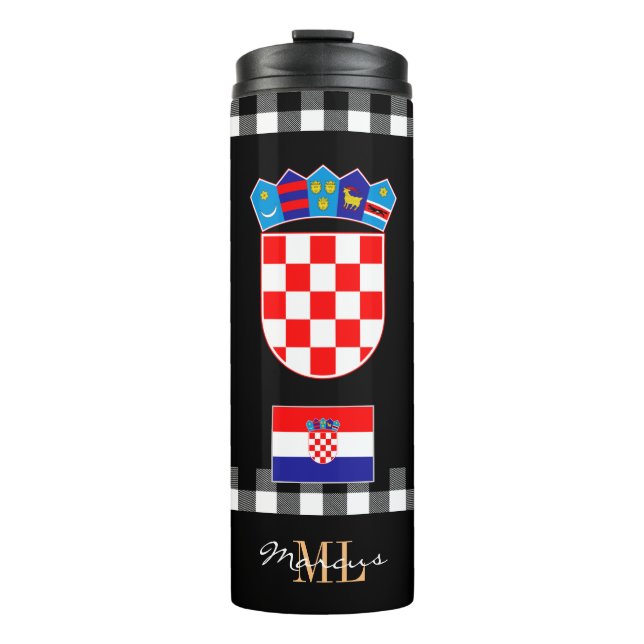 Patriotic Croatia travel Mug, Croatian Flag Thermal Tumbler (Front)