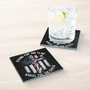 Patriotic Cross Glass Coaster