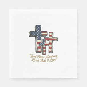 Patriotic Cross God Bless America Shirt Design_1 Napkin