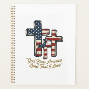 Patriotic Cross God Bless America Shirt Design_1 Planner