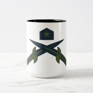 Patriotic Crossed Swords and Star Military Two-Tone Coffee Mug