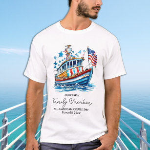 Patriotic Cruise Ship Personalised Family Vacation T-Shirt