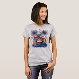 Patriotic Cupcake Fireworks Red White & Blue T-Shirt