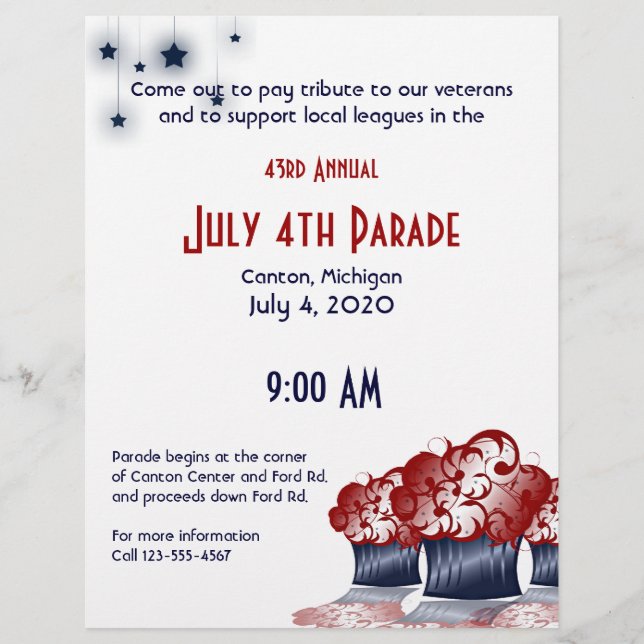 Patriotic Cupcake Party Flyer (Front)